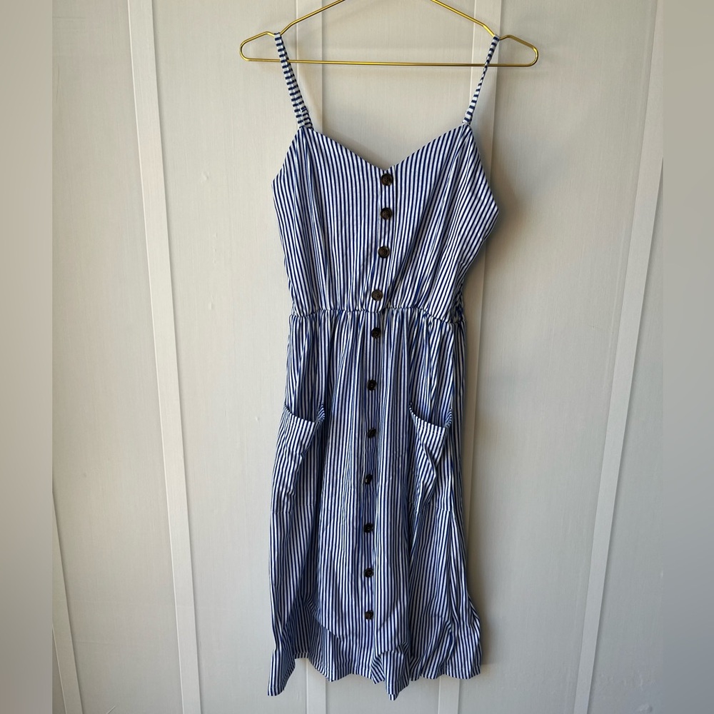 Striped Blue and White Button-Down Dress Size Medium